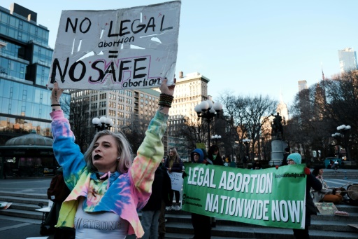 Mobilisation en faveur du droit à l'avortement, à New York, le 8 mars 2023
